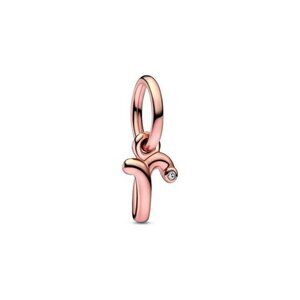 Pandora Moments 14K Rose Gold Plated Cz R Script Charm